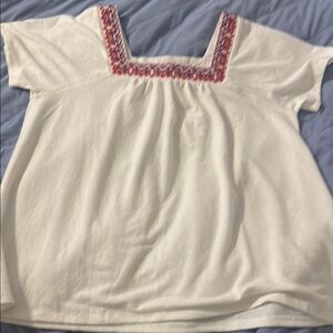 Westport White Red Embellished Boxy Blouse